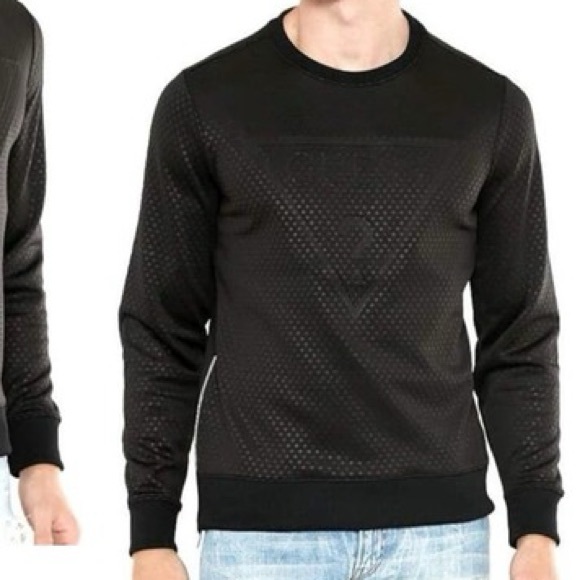 GUESS Los Angeles Black Long Sleeve Moon Textured Triangle Sweatshirt - Picture 3 of 3